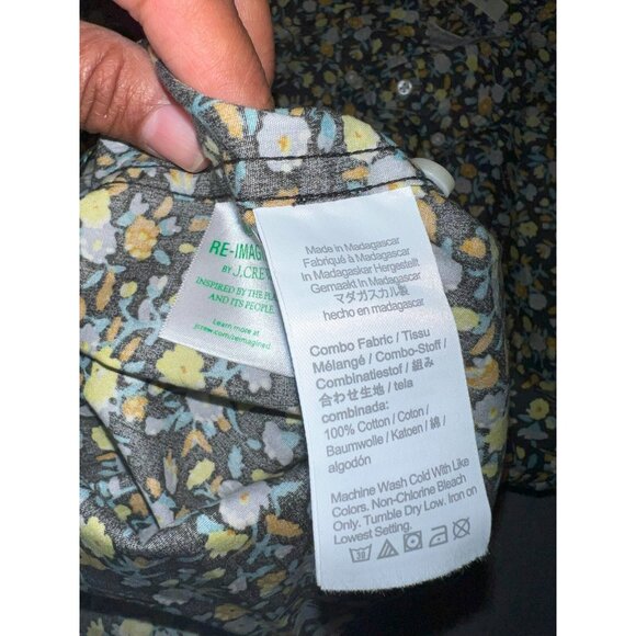 J.Crew Slim Fit Floral Shirt L Secret Wash 100s Yarn‎ Cotton Ditsy Black Top - Picture 5 of 8
